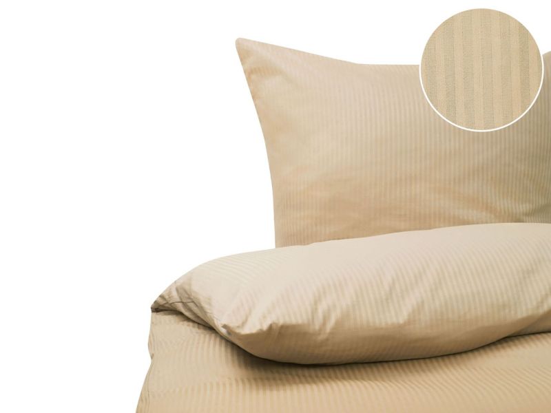 Komplet pościeli W paski Avondale 200x220 cm Bawełna satynowa Beżowy 1 kpl