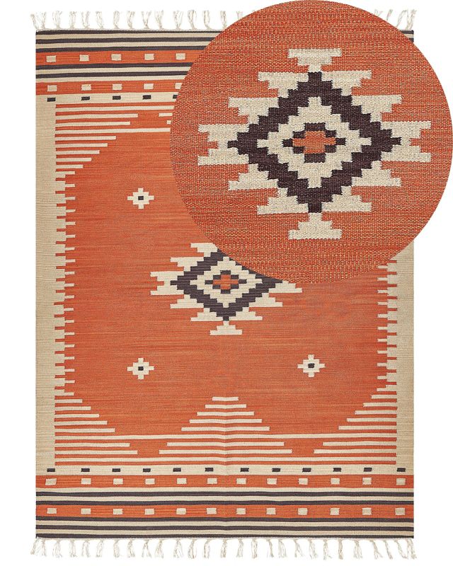 Dywan bawełniany kilim 160 x 230 cm pomarańczowy Gavar 1 szt.