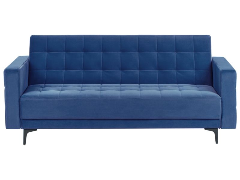 Sofa rozkładana welurowa niebieska Aberdeen 1 szt.