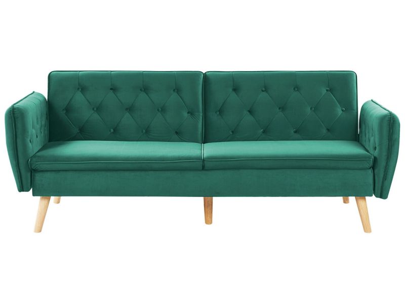 Sofa rozkładana Bardu Ciemnozielony Welur 1 szt.