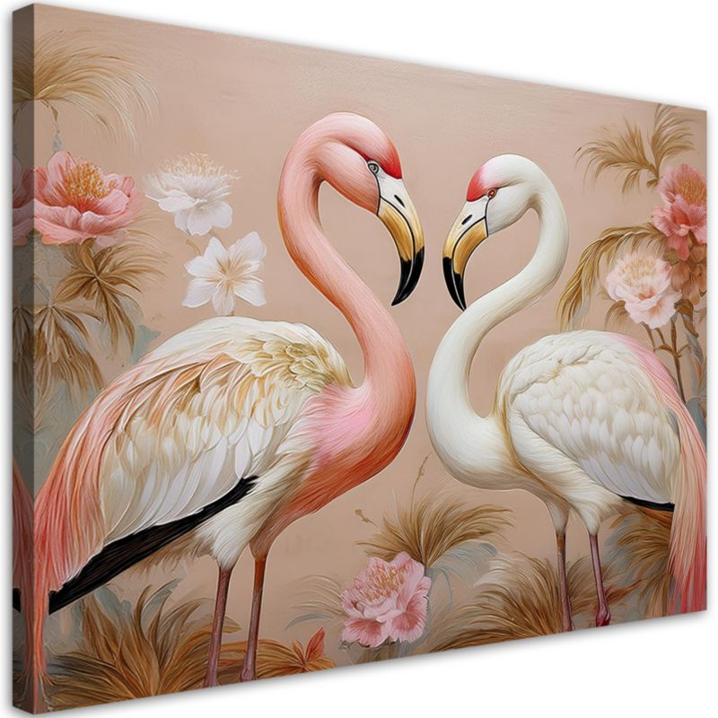 Obraz do salonu sypialni Feeby Flamingi Ptaki Różowy 100x70 cm 1szt
