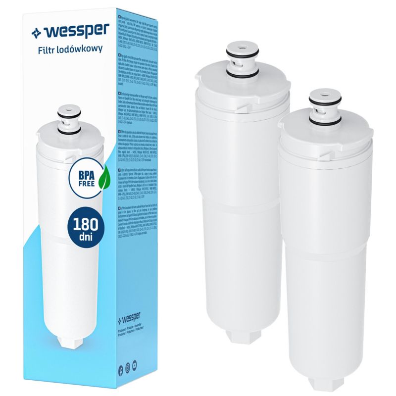 Filtr wody, Wessper, do lodówki Whirlpool, Bosch, 3M, zamiennik WHCFR-PLUS, wkład, 2szt