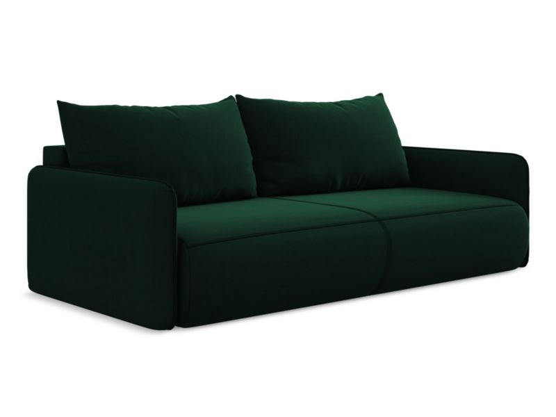 Kanapa 3-osobowa z funkcją spania Makamii Nanea z tkaniny welwetowej 216x105 cm butelkowa zieleń 1 szt.