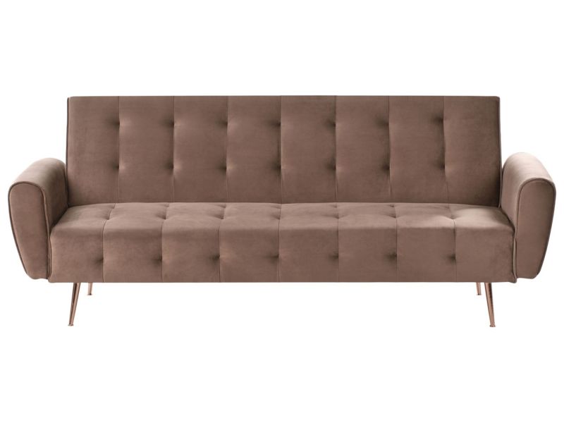 Sofa rozkładana welurowa brązowa Selnes 1 szt.