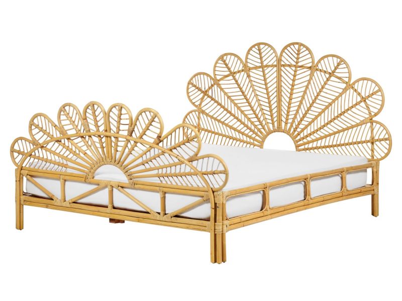 Łóżko Florentine 160 x 200 cm Rattan Jasne drewno 1 szt.