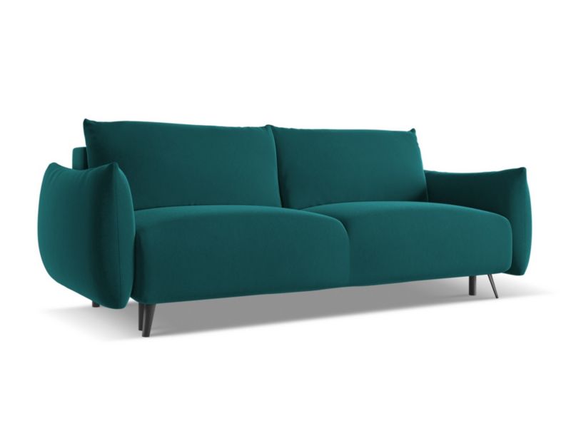 Kanapa 3-osobowa z funkcją spania Makamii Malie z tkaniny welwetowej 230x105 cm morski 1 szt.