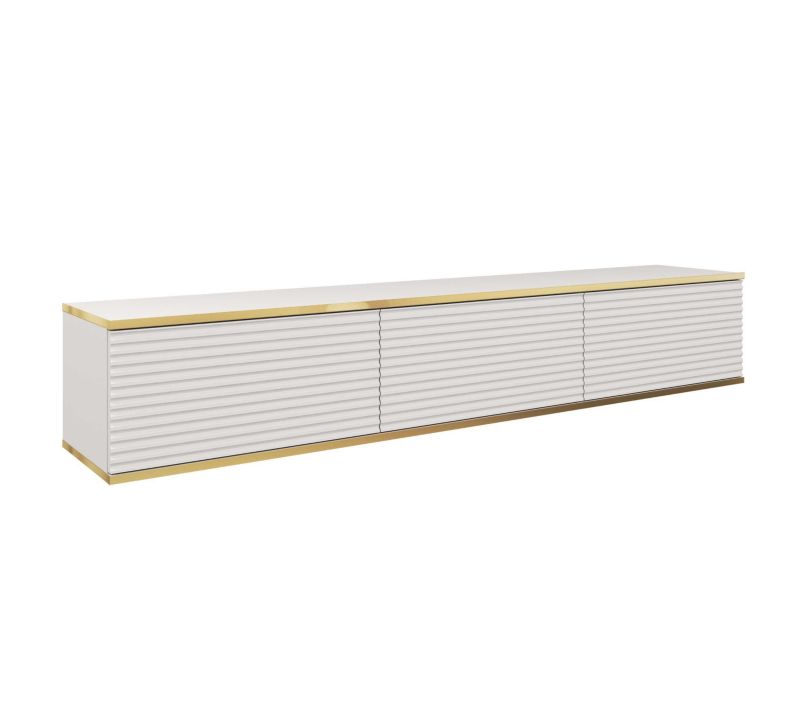Długa szafka RTV MINIO go for it ORINO MDF 175 cm biała ze złotymi detalam ,1 szt.