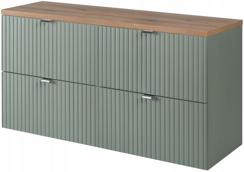 Szafka pod umywalkę Furnidea 100 cm szałwia z blatem dąb Coast Evoke ryflowany LINE REED GREEN 1 szt.