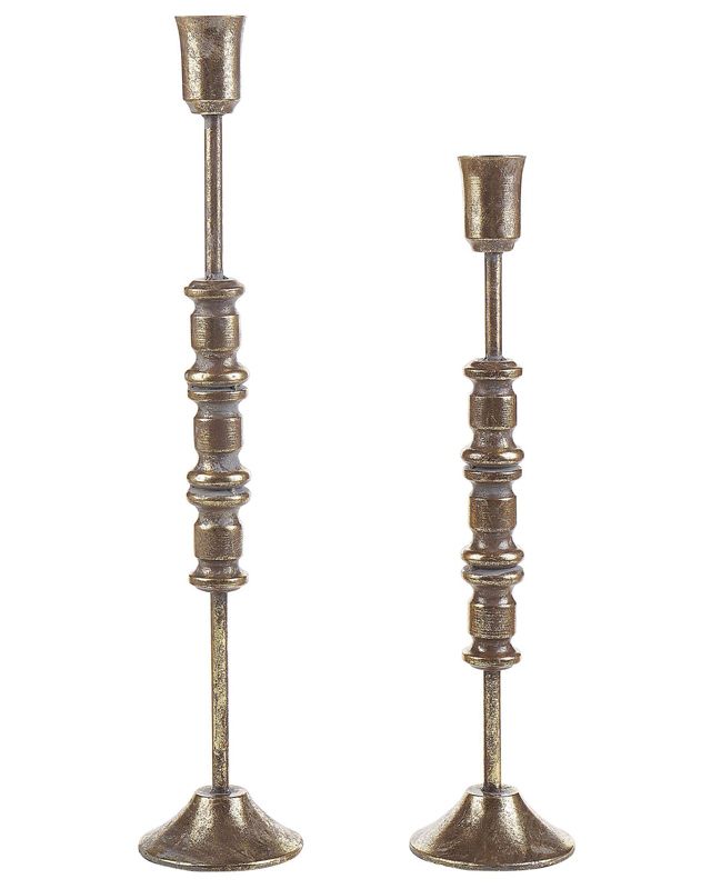 Zestaw 2 świeczników Salamina Metal 63/49 cm Złoty 1 par.