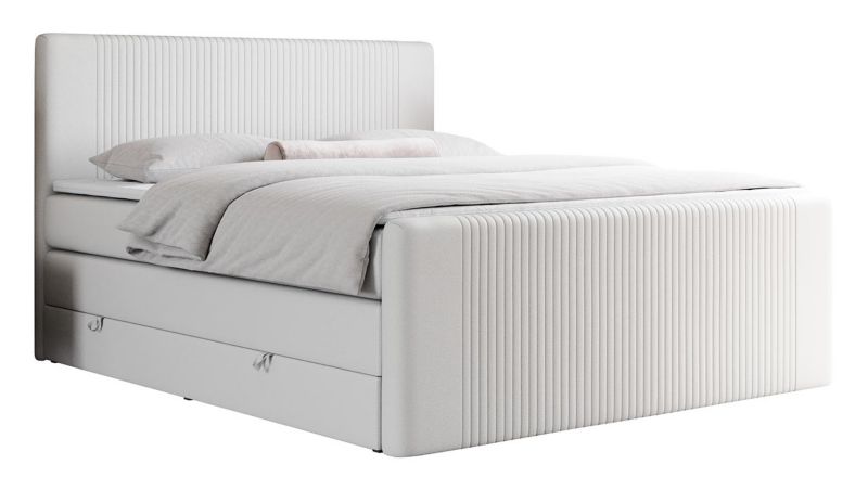 Łóżko kontynentalne MKS Meble KING DOREN 160x200 H3 biały ekoskóra 1szt.