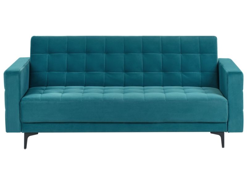 Sofa rozkładana welurowa morska Aberdeen 1 szt.