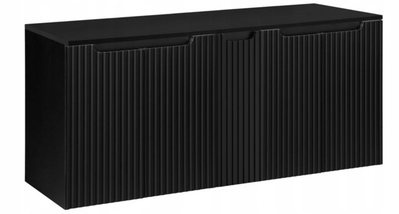 Szafka pod umywalkę Furnidea Nova Black czarna z blatem 140 cm ryflowana 1 szt.