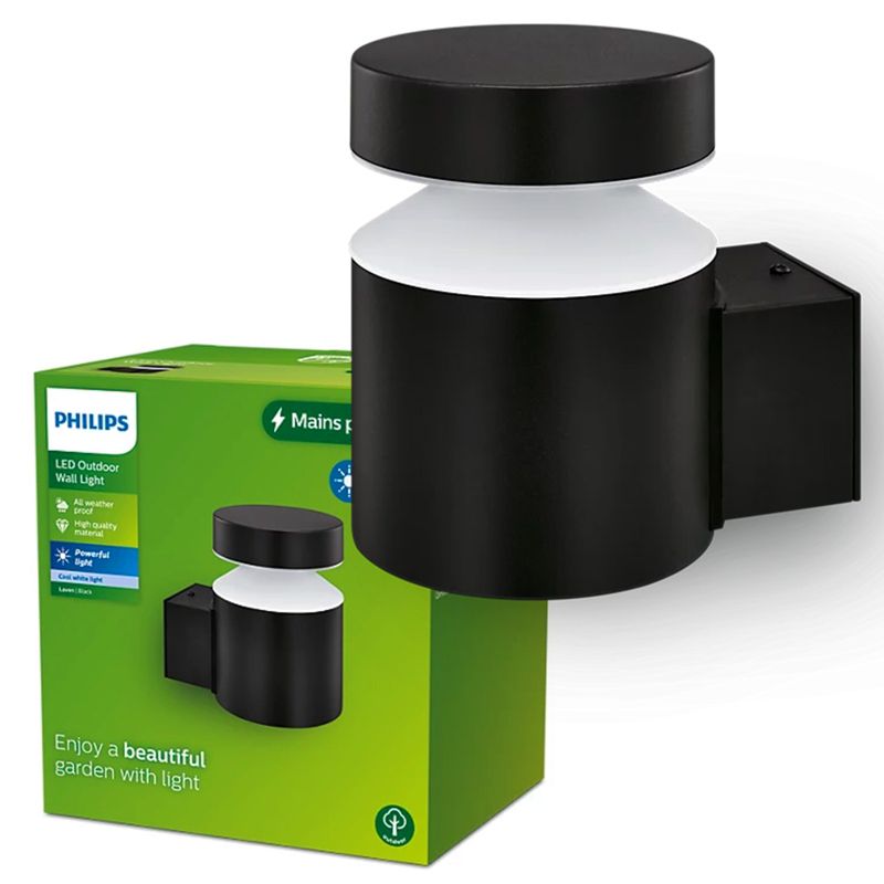 Kinkiet Ogrodowy Philips Lampa Elewacyjna Zewnętrzna LED 6W 750lm 4000K Czarna 1 szt.