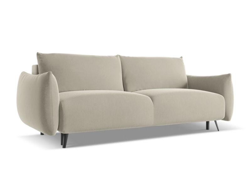 Kanapa 3-osobowa z funkcją spania Makamii Malie z tkaniny welwetowej 230x105 cm perłowy 1 szt.