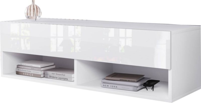 Szafka RTV MINIO go for it ANNE 100 cm biały/biały połysk z oświetleniem LED,1 szt.