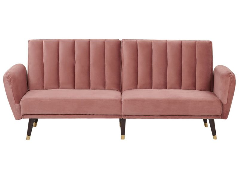 Sofa rozkładana Vimmerby Różowy Welur 1 szt.