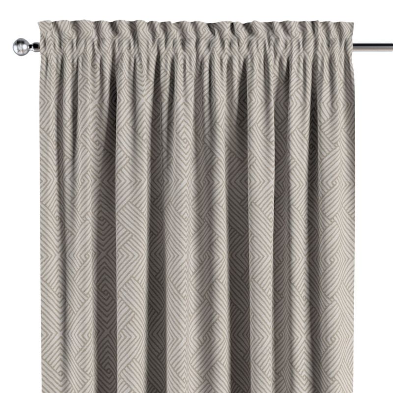 Zasłona na kanale z grzywką 1 szt. 130 x 245 cm Dekoria beżowo-kremowe geometryczne wzory 1 szt.