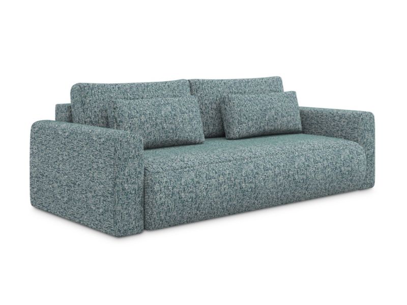 Kanapa 3-osobowa z funkcją spania Makamii Kapua z tkaniny strukturalnej 238x105 cm jeans 1 szt.
