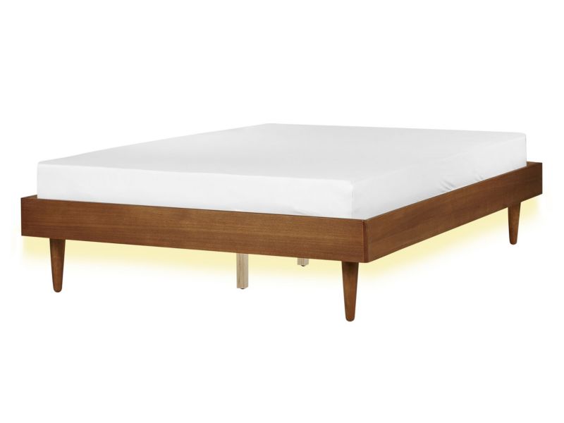 Łóżko LED Toucy 140 x 200 cm LED Jasne drewno 1 szt.