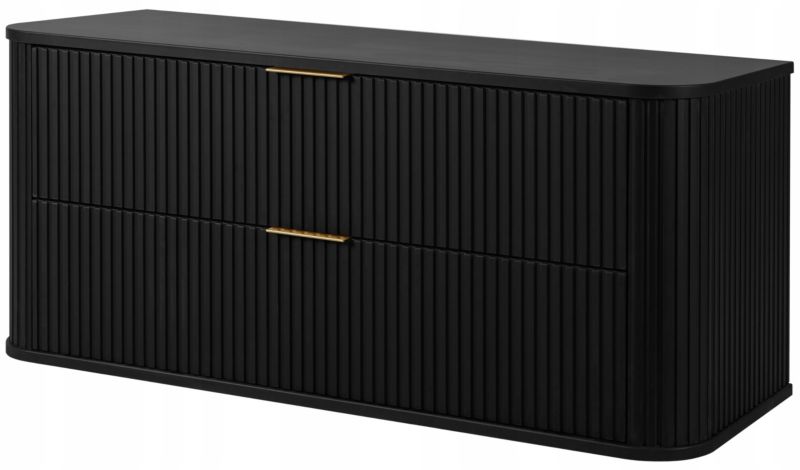 Szafka pod umywalkę Furnidea 120 cm wisząca ryflowana z szufladami czarna GLAMOUR 1 szt.,