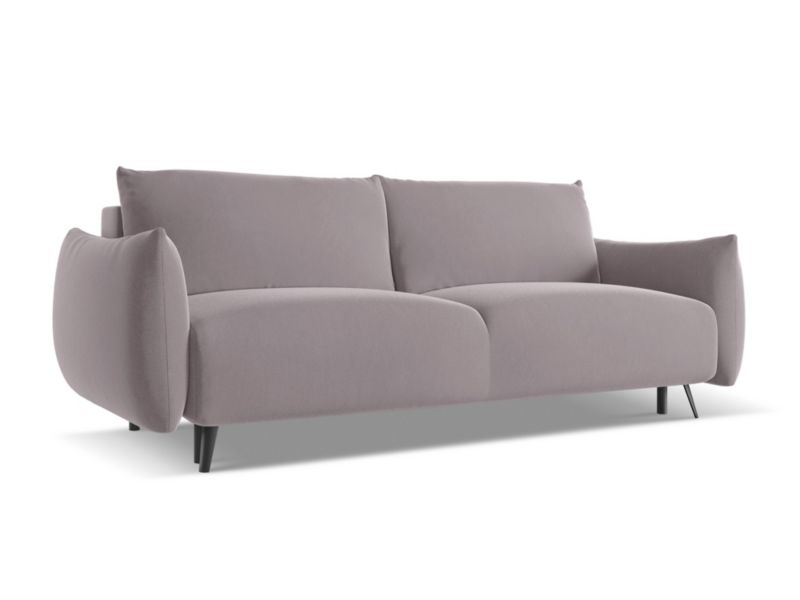 Kanapa 3-osobowa z funkcją spania Makamii Malie z tkaniny welwetowej 230x105 cm lawendowy 1 szt.