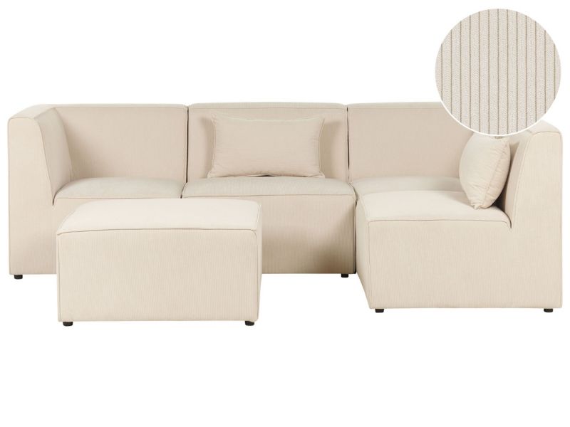 Sofa z ottomaną Lemvig Jasnobeżowy Lewostronny 1 kpl