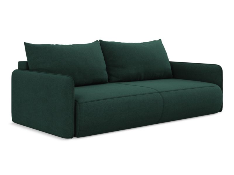 Kanapa 3-osobowa z funkcją spania Makamii Nanea z tkaniny strukturalnej 216x105 cm butelkowa zieleń 1 szt.