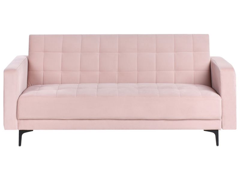 Sofa rozkładana welurowa pastelowy róż Aberdeen 1 szt.