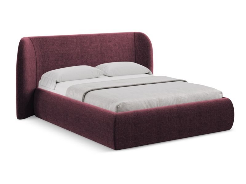 Łóżko Makamii Hauke z tkaniny szenilowej 160x200 bordo 1 szt.