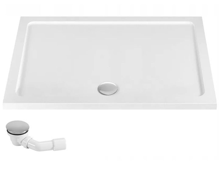 Brodzik Prysznicowy Akrylowy Rea Savoy 80X100X6Cm Biały + Syfon 1 Szt