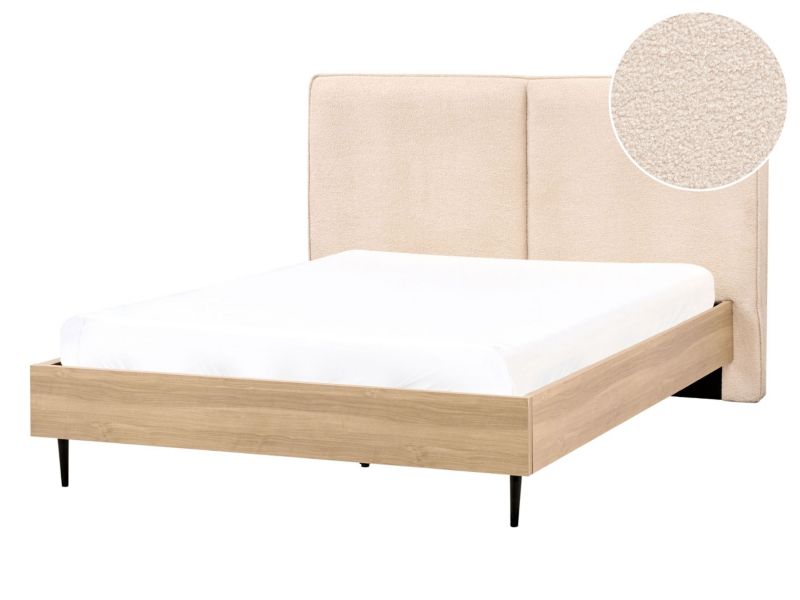 Łóżko Boucle Izernore 140 x 200 cm Beżowy 1 szt.