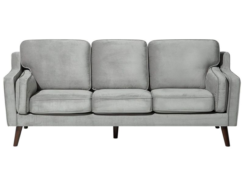 Sofa 3-osobowa welurowa jasnoszara Lokka 1 szt.