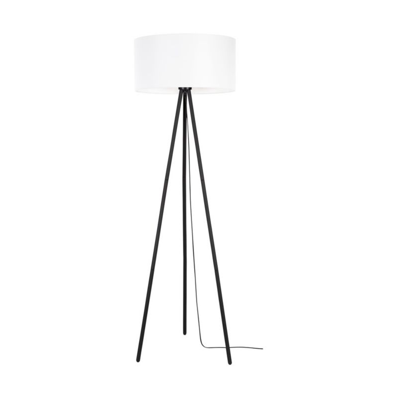Lampa Podłogowa SPOT Light 1xE27 Max.40W Klasyczne Połączenie Czarnej Podstawy z Białym Abażurem, 1 szt.