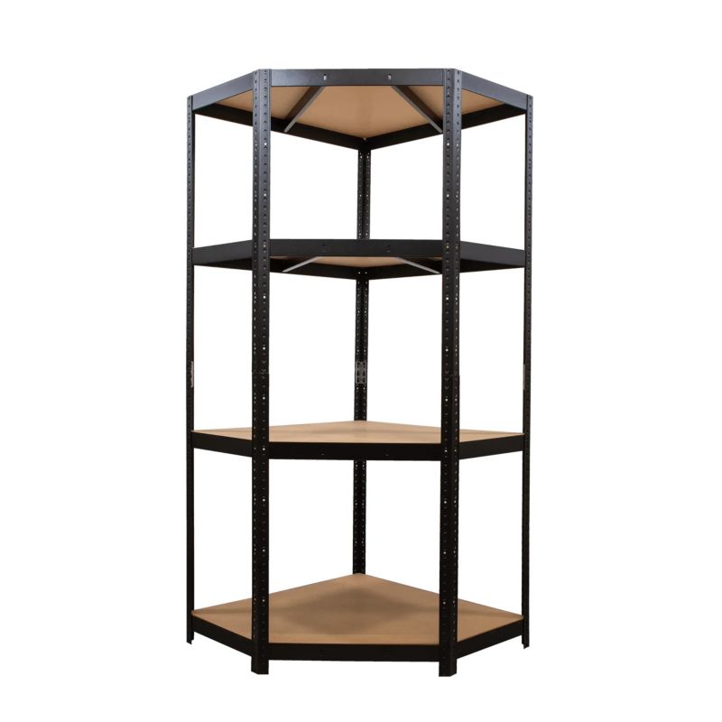 Regał metalowy narożny wciskany R175 Metalkas 179x80x80x40 175kg czarny HDF 1 szt.