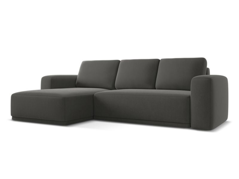 Narożnik lewostronny z funkcją spania Makamii Kaila z tkaniny welwetowej 258x160 cm stalowy 1 szt.