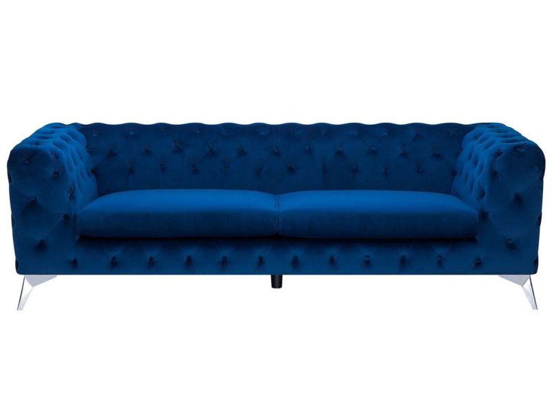 Sofa 3-osobowa welurowa ciemnoniebieska Sotra 1 szt.