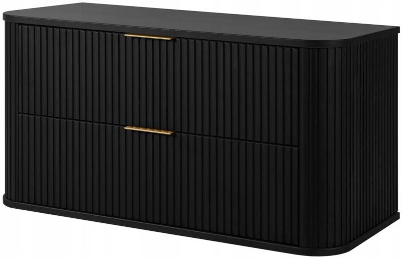 Szafka pod umywalkę Furnidea 100 cm wisząca ryflowana z szufladami czarna GLAMOUR 1 szt.