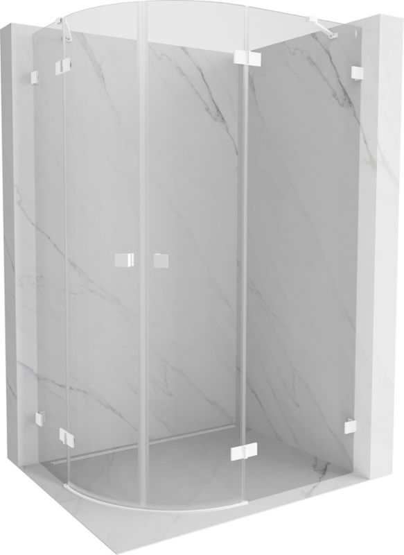 Kabina prysznicowa Mexen Lunar półokrągła uchylna prawa 100 x 90 cm transparent biała 1 szt.