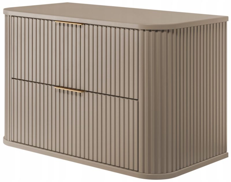 Szafka pod umywalkę Furnidea 80 cm wisząca ryflowana z szufladami czarna GLAMOUR 1 szt.
