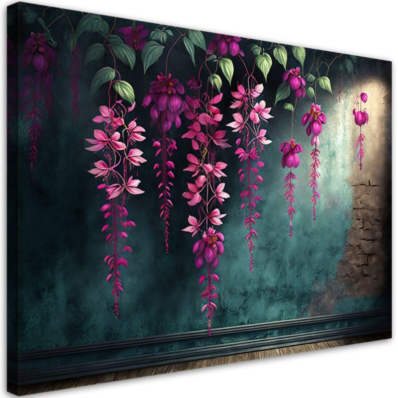 Obraz do salonu sypialni Feeby Wiszące Kwiaty na betonowym tle 60x40 cm 1szt