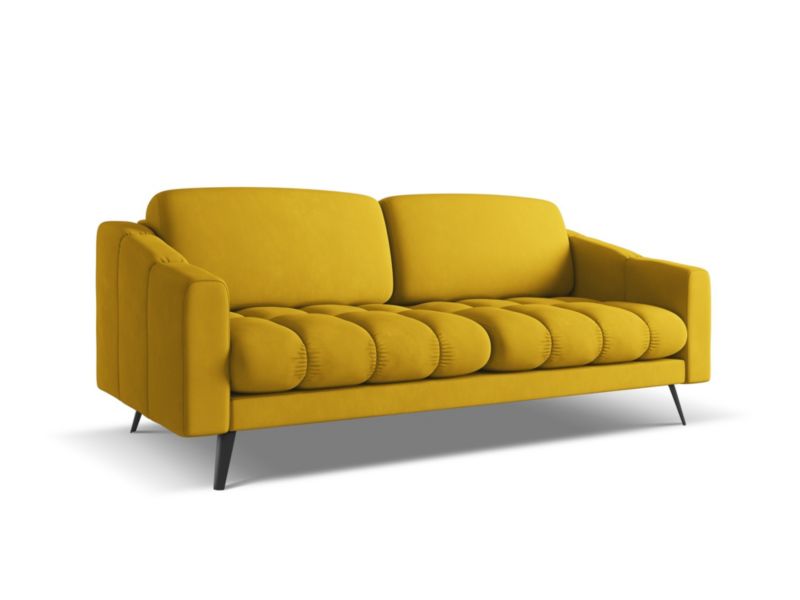 Kanapa 3-osobowa Makamii Nalu z tkaniny szenilowej 202x95 cm musztardowy 1 szt.
