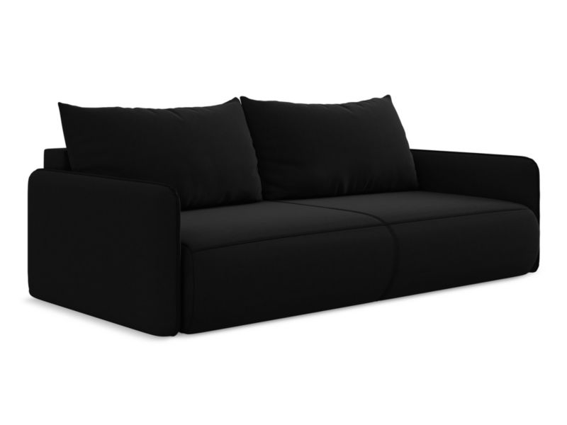 Kanapa 3-osobowa z funkcją spania Makamii Nanea z tkaniny welwetowej 216x105 cm czarny 1 szt.