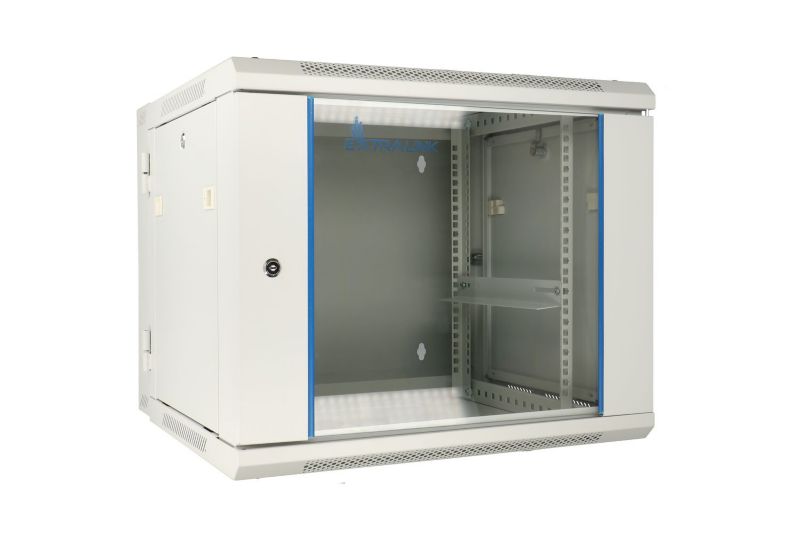 Szafa rack Extralink 9U 600x600 AZH Szara montowana na ścianie, dwusekcyjna