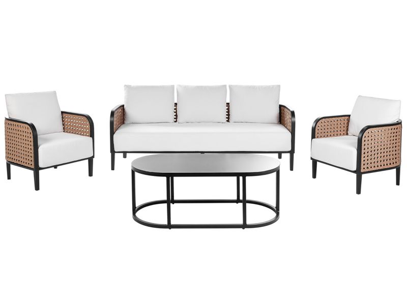 Sofa 3-osobowa z fotelami Montefalco Metal Biały 1 kpl
