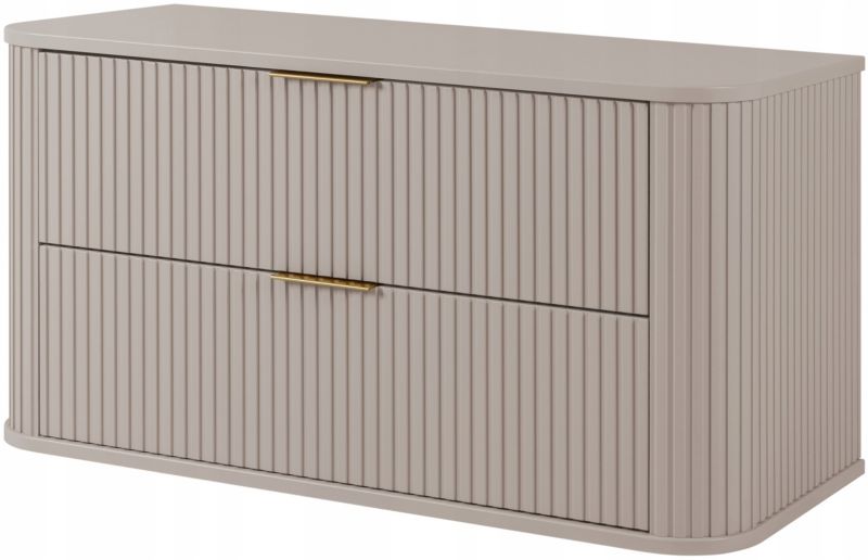 Szafka pod umywalkę Furnidea 100 cm Glamour kaszmir wisząca ryflowana 2 szuflady 1 szt.