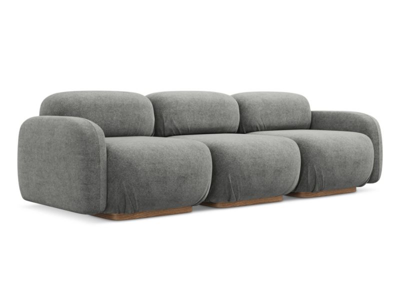 4-osobowa kanapa modułowa Makamii Ailani z tkaniny bouclé 270x95 cm szary beż 1 szt.
