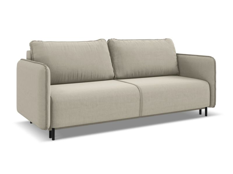 Kanapa 3-osobowa z funkcją spania Makamii Luana z tkaniny welwetowej 226x92 cm perłowy 1 szt.