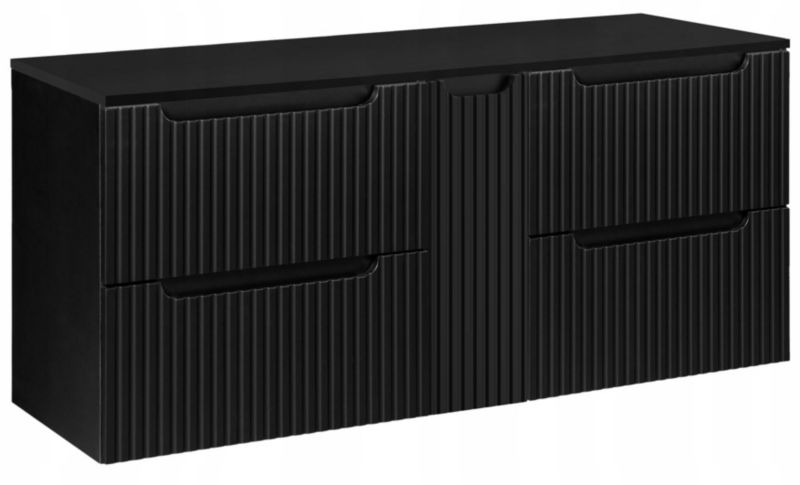 Szafka pod Umywalkę 140 cm Wisząca z Blatem Czarna Nova Black Furnidea