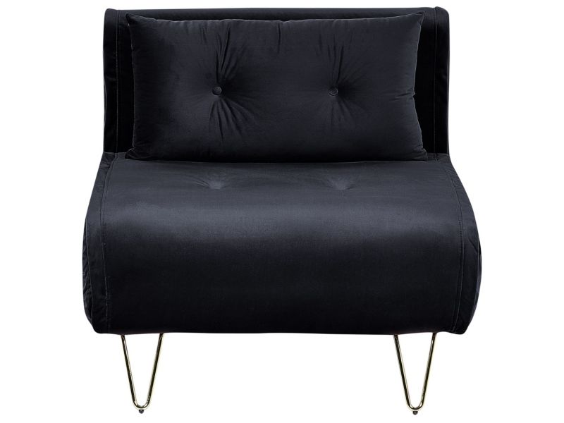 Sofa rozkładana Vestfold Czarny Welur 1 szt.