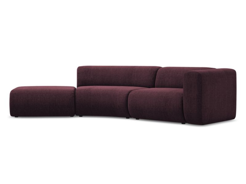 4-osobowa kanapa modułowa lewa Makamii Ekahi z tkaniny szenilowej 335x166 cm bordo 1 szt.